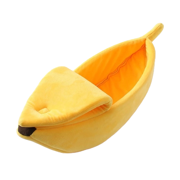 UrbanPets - Banana Shaped Cat Dog Bed with Removable Lid Soft Warm