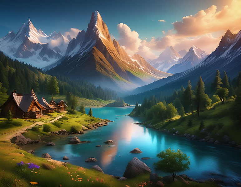 Rooted Art Ice Mountain - Home Decor Wall Art(208)