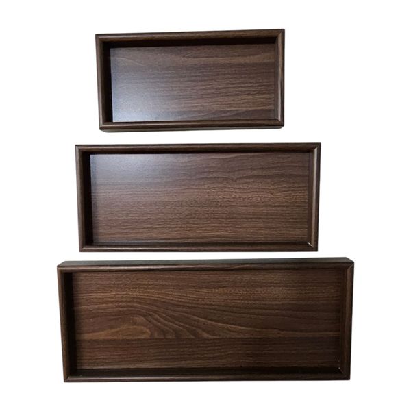 Wood Tray Set - 3 Rectangular Trays for Tea, Desserts, and Display