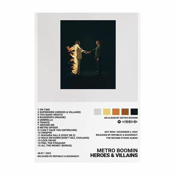 Metro Boomin Tracklist Heroes &amp; Villains - A1 Poster