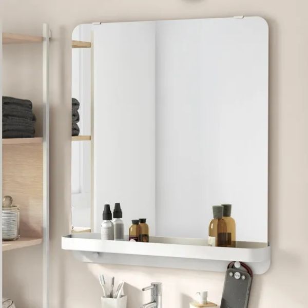 Easy Mirror With Metal Shelf White Mat W70cmxD9cmxH79cm