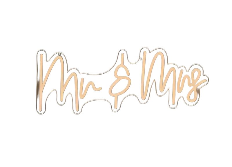 Wedding Backboard Led Neon Light, Mr &amp; Mrs Line Switch USB Photo's Decor