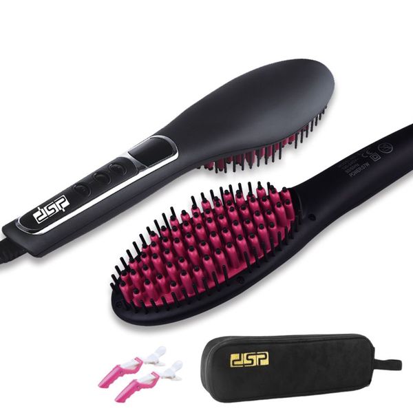 Hair Straightener Brush Anti Frizz Styling Comb LCD Dispaly Fast Heating