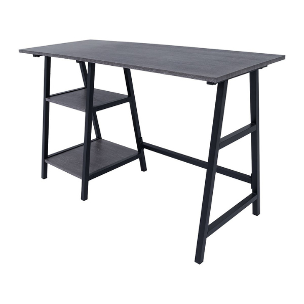 Modern Tuscan 1.2M Dark Grey Desk with 2 Shelves for Study and Office use