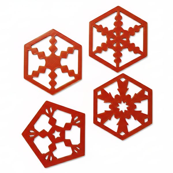 Christmas Hexagon Coaster Set - 4 Unique Designs and Colours