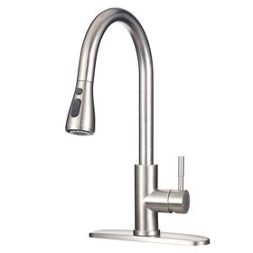 Retractable Single Lever Pull Out Sprayer Kitchen Faucet Brushed Shop   S Xlpreview.file