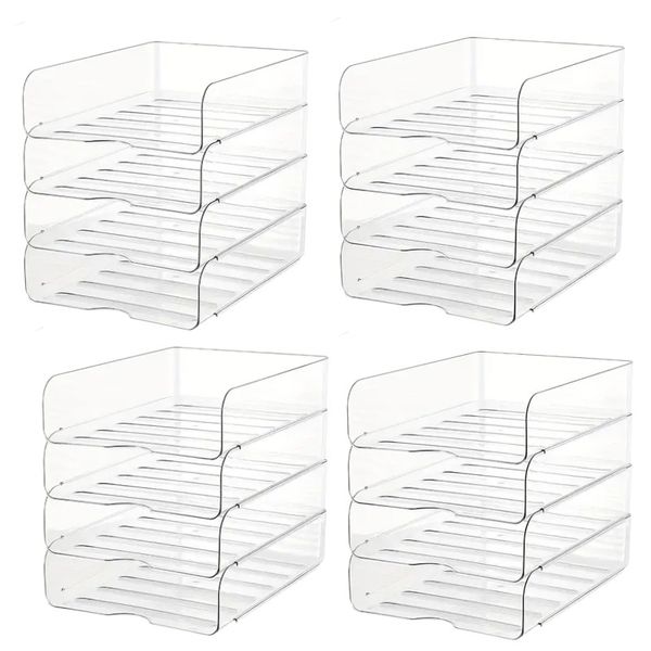 4 Pack - Four-Grid Acrylic Desktop File Bookshelf - Transparent