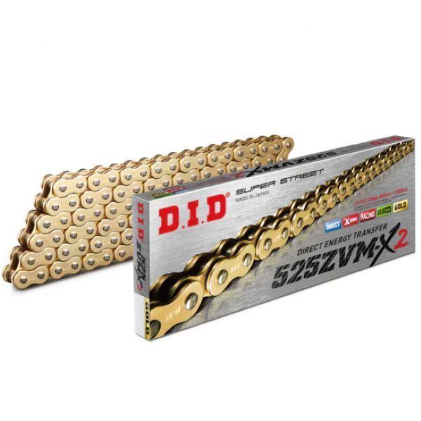 DID Chains 525 ZVMX2 HEAVY DUTY X-Ring Gold 120 Link Rivet Link
