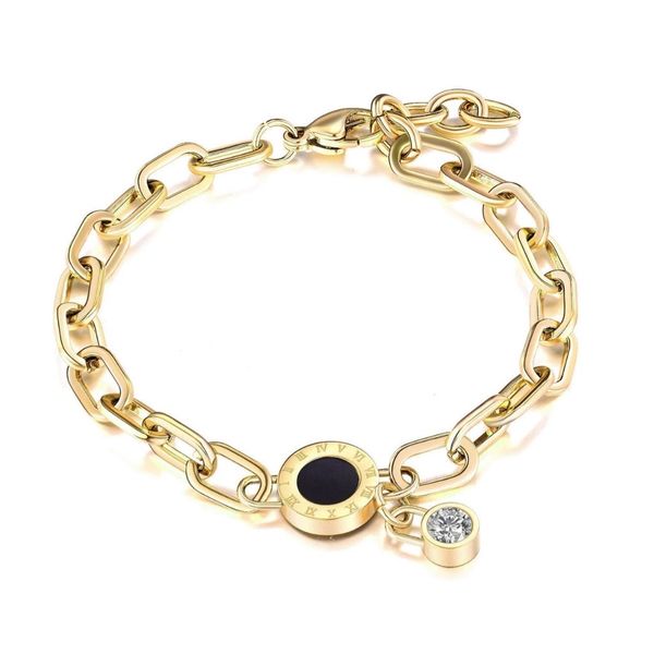 Charm Bracelet with Roman Numerals and Dangling Charm