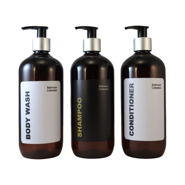 500ml Refillable Plastic Amber Dispenser Bottles - Bathroom Collection