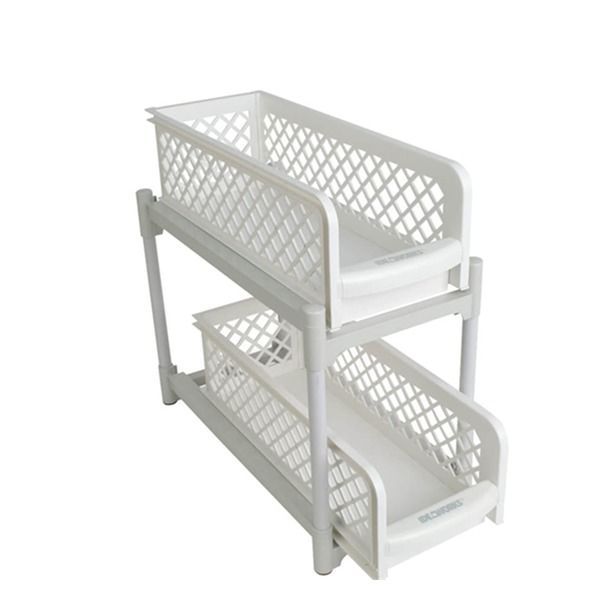 2 Tier Under Sink Organizer Sliding Storage Drawer Cabinet