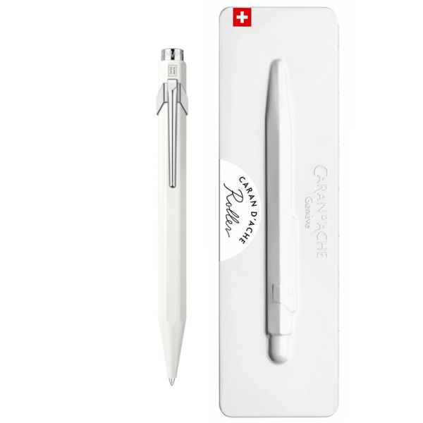 Caran D'Ache 849 White rollerball pen in slimpack