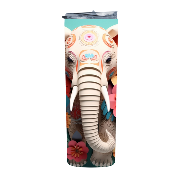 Floral 3D Elephant 2 20 Oz Straight Skinny Tumbler 238