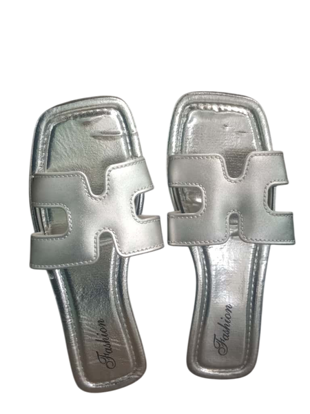 Ladies Rubber Slippers - Summer Open Strap, Grey Size 36/37