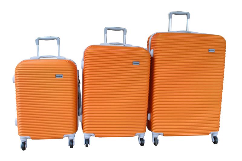 3-Piece ABS Luggage Set- Orange, Hard-Shell Spinner, Lightweight Design.