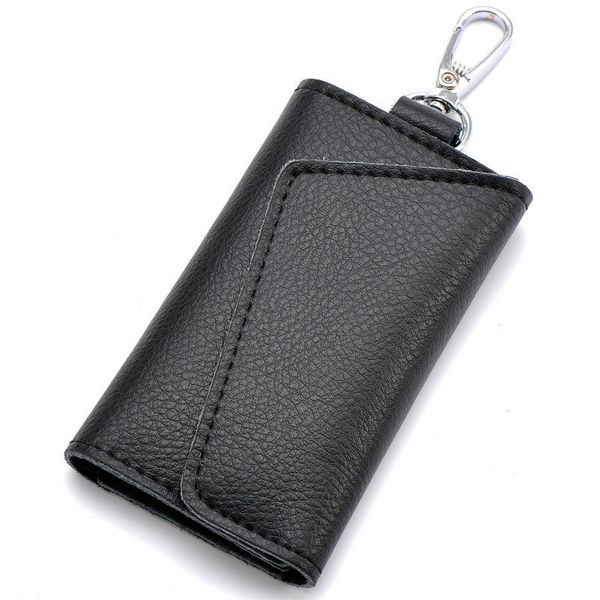 Keychain Men Women Wallet Housekeeper Key Case Mini Card Bag Black