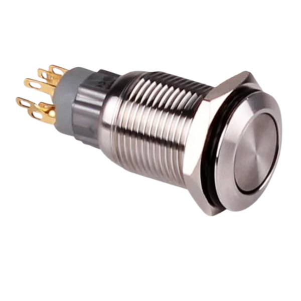 AVP19F-M3SCG12 - 19mm Momentary Push Button, Green LED, 1N/O 1N/C, IP65