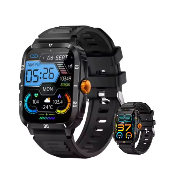 V71 Waterproof Men's Smart Watch - Orange Buttons with Fitness Tracking