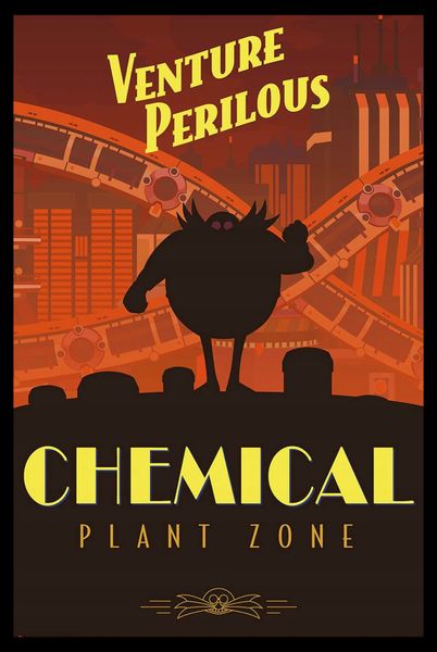 Sonic the Hedgehog (Chemical Plant Zone) Poster with Black Frame