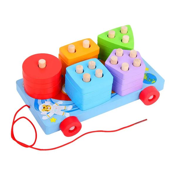 21pcs Wooden Building Blocks Montessori Shape Stacking Toy for Toddlers