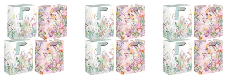 12-Piece Floral Butterfly Design Gift Bags Set - 50 × 38 × 18cm
