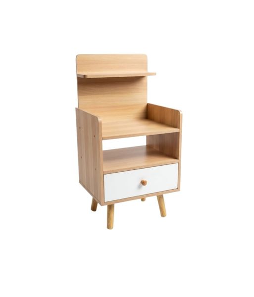 Wooden Bedside Table - 70cm Counter Side Pedestal with Storage Drawer