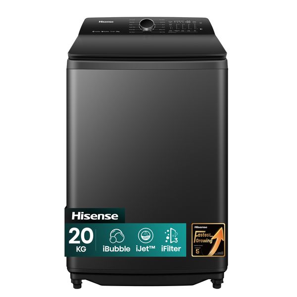 Hisense 20Kg Top Loader Washing Machine with DD Inverter-Premium Black