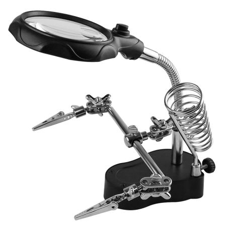 Helping Hand Magnifier LED Light With Soldering Stand Image