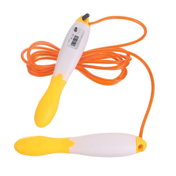 Workout Fitness Steel Wire Rope Digital Speed Skipping Jump Rope - Yellow