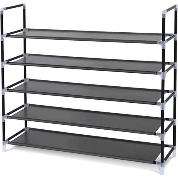 Songmics Black Fabric 5-Tier Shoe Storage Rack