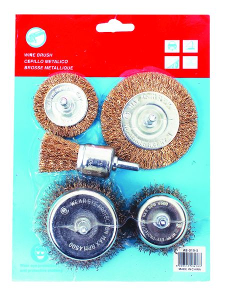 5 Piece Assorted Wire Brush Set with Drill Shaft