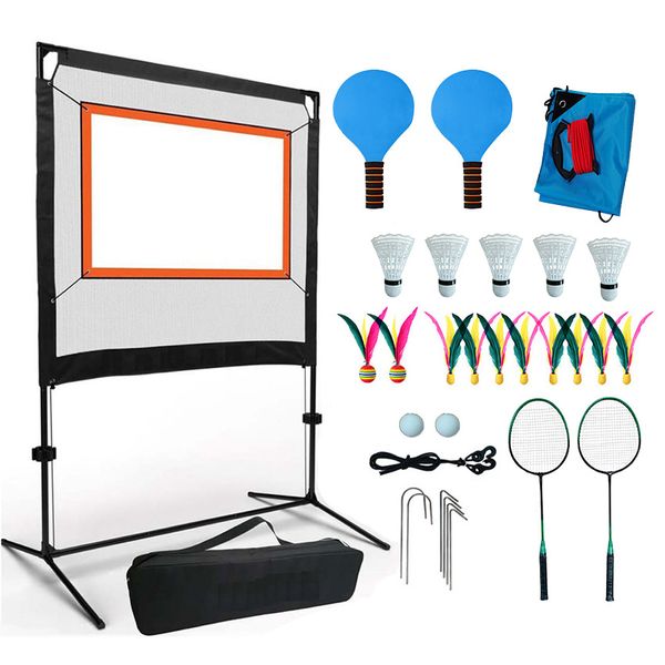 Multifunctional indoor and outdoor pickle and badminton game set
