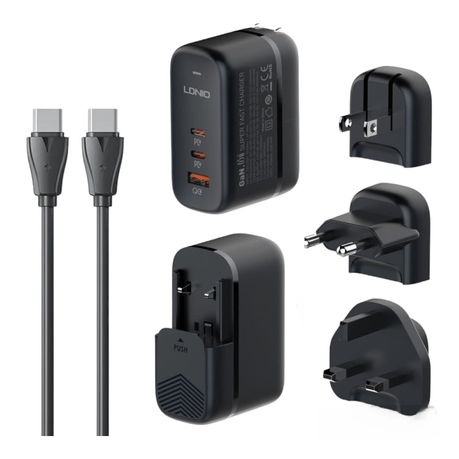 LDNIO 65W GaN Supper Fast Charger With 3 Detachable Plugs Q366 Image