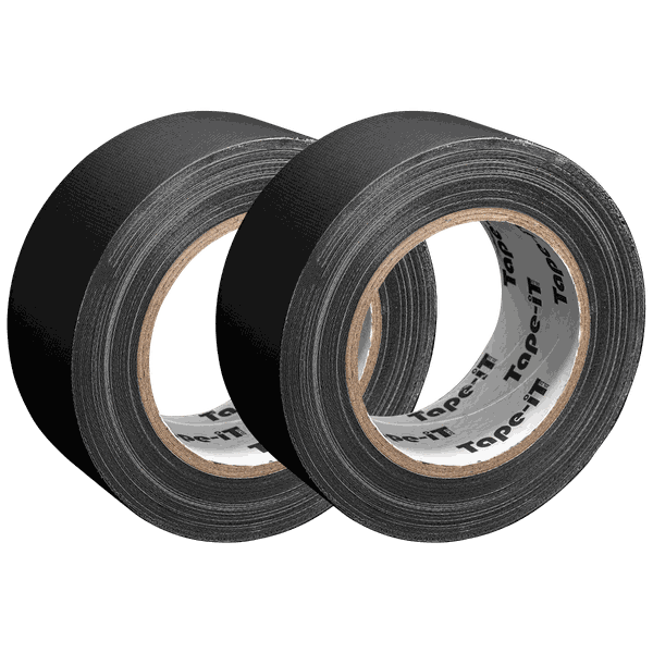 Tape-iT 2 Pack of Black Gaffer Tape Rolls 48mm x 25m | Ti4825BG2
