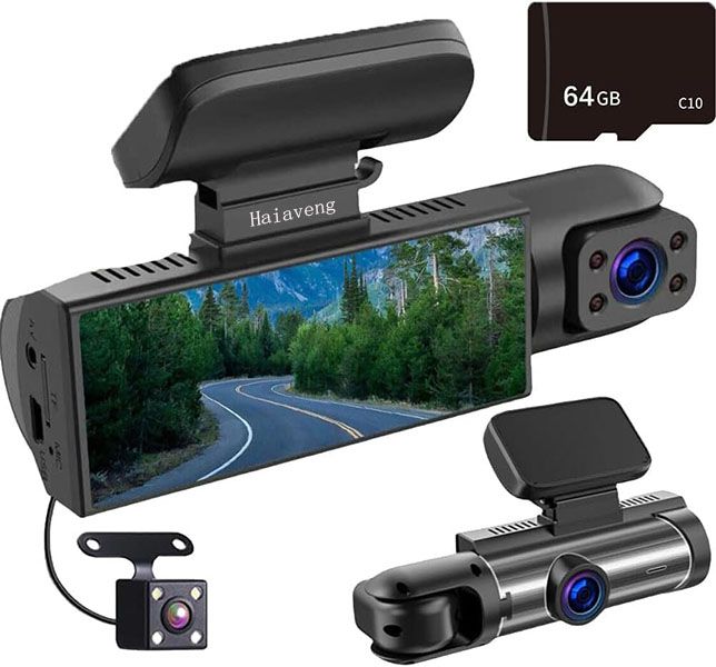 64GB Dash Cam,1080p Wide-Angle Dash Camera Front and Rear
