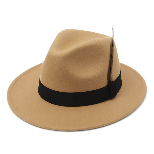 Wide Brim Fedora Panama Hat Beige 57cm