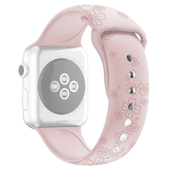 Four-leaf Clover Debossed Silicone Strap for Apple Watch Series 7 (41mm)