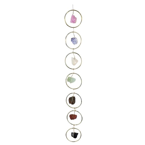 Decor Healing 7 Chakra Crystal Gemstone Wall Pendant Ornament 70cm