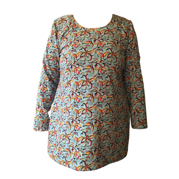 Maternity T-shirt Long Sleeve - Blue Floral