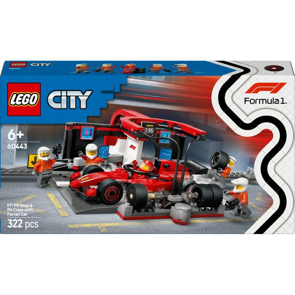 LEGO® City F1® Pit Stop &amp; Pit Crew with Ferrari Car Racing Vehicle Toy 60443