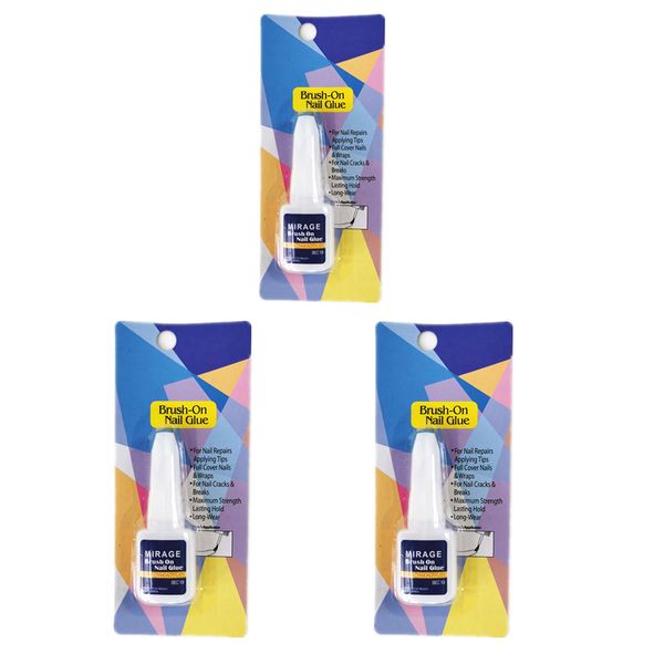 3 x Mirage Brush On Nail Glue