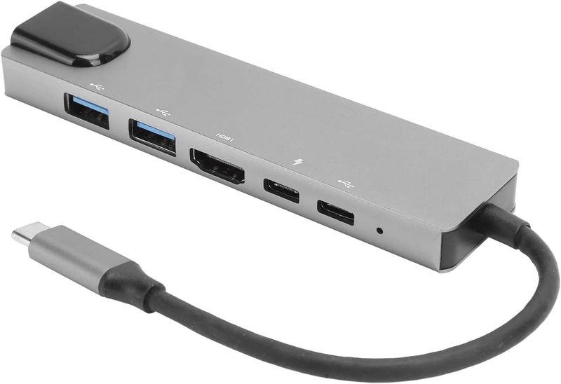 6 in 1 USB C Hub Type C Adapter with 4K RJ45/2 TC/2USB/HDTV (B3443)