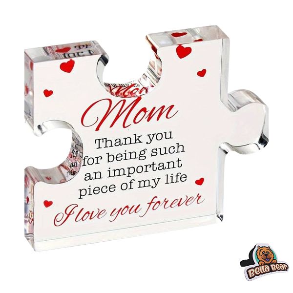 Mother's Day Red Acrylic Puzzle Ornament with Bellabear Bookmark