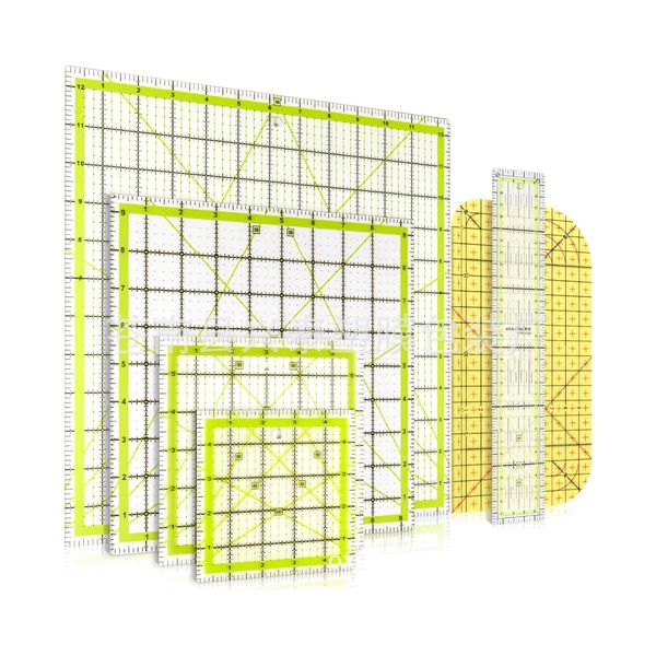 6PCS Acrylic Sewing Patchwork Ruler Square Ruler Fabric Cutting Ruler