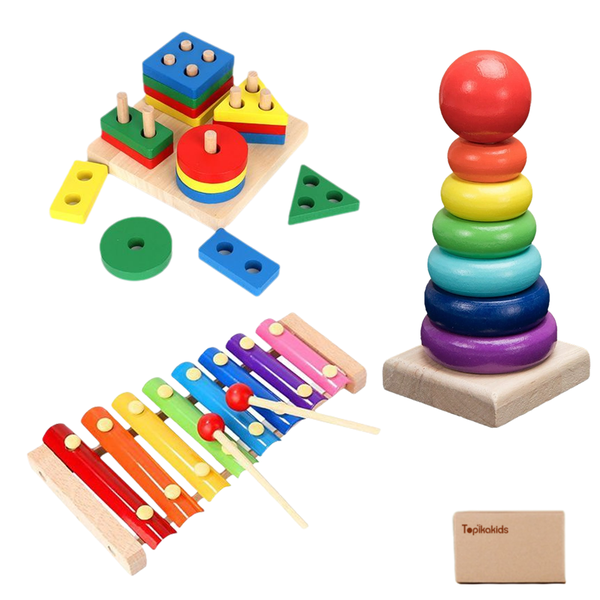 TopikaKids - 3-in-1 Montessori KidsToy Set for Toddlers Building Blocks