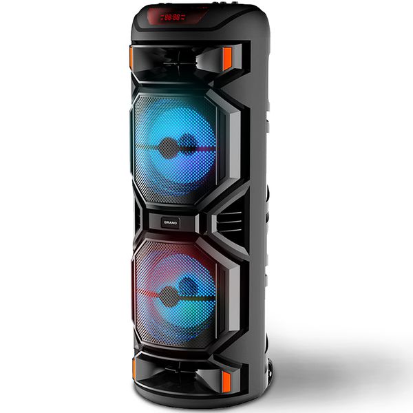 Dual 8'' Portable Bluetooth Speakers with Wireless Microphone RGB Lights