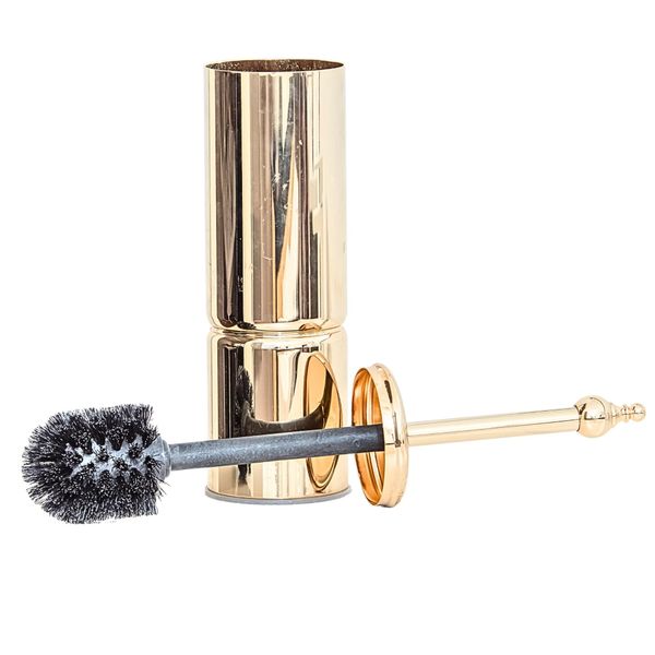 Gold Free-Standing Toilet Brush With Holder Modern &amp; Elegant Bathroom.