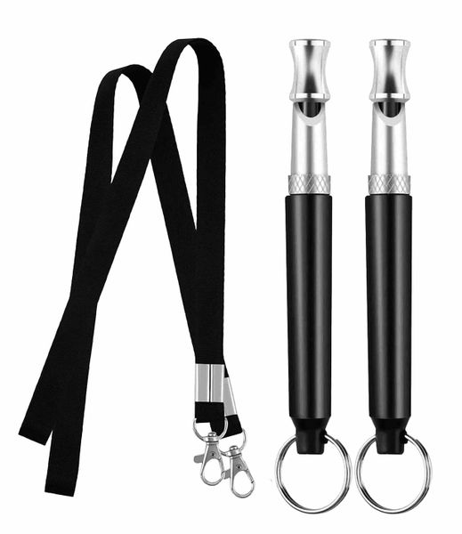 2 Piece Dog Whistle With Lanyard (Black &amp; Black)