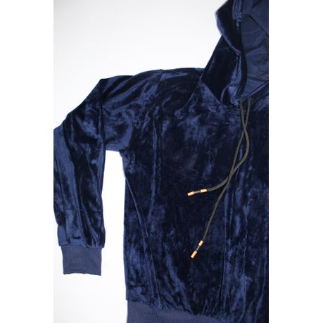 dark blue velvet tracksuit