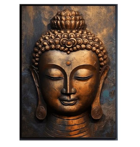 Buddha Wall Art Brown, Gold Cotton Canvas cm Religious Wall Art